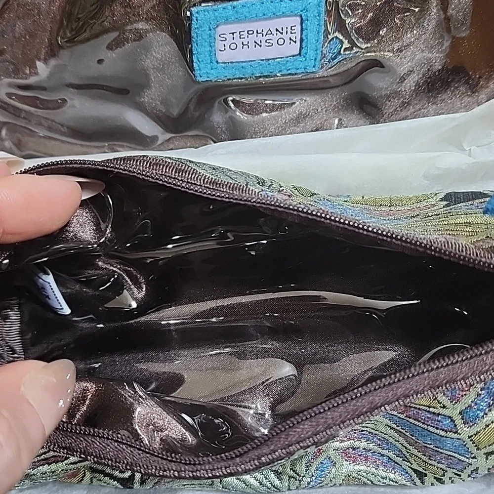 NWT Stephanie Johnson Faux Fur And Rhinestone Make Up Or Jewelry Zippered Bag